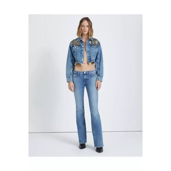 7 For All Mankind Size 31 Embellished Maribel Original Bootcut Denim Jeans - Picture 12 of 12
